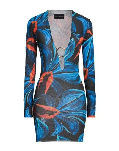 Louisa Ballou Woman Mini Dress Black Size S Polyester, Elastane In Blue