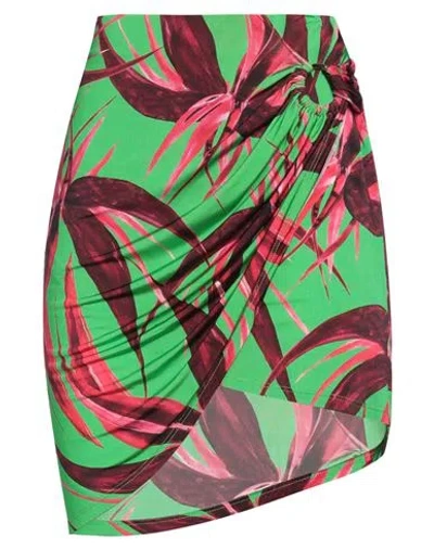 LOUISA BALLOU LOUISA BALLOU WOMAN MINI SKIRT GREEN SIZE M VISCOSE, ELASTANE