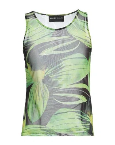 Louisa Ballou Woman Tank Top Green Size L Polyester, Elastane
