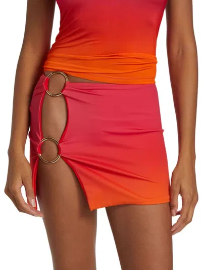 Louisa Ballou Women's Double Ring Ombré Mini Skirt In Orange