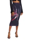 Louisa Ballou Ribbed Printed Stretch-jersey Midi Skirt In Purple Multi