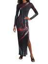 Louisa Ballou High Tide Printed Stretch-jersey Maxi Dress In Red Silver Flower