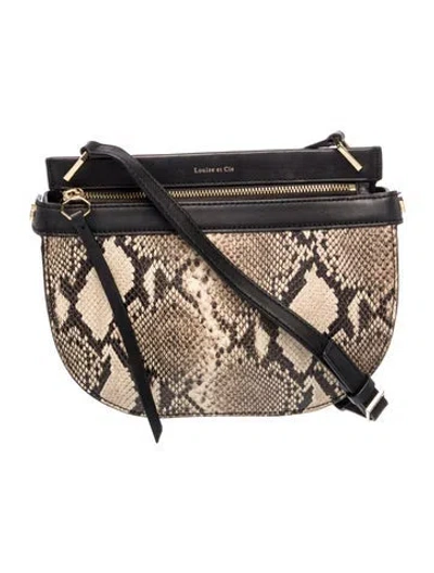 Pre-owned Louise Et Cie Embossed Leather Crossbody Bag In Neutrals