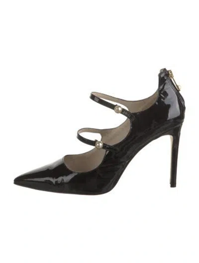 Pre-owned Louise Et Cie Faux Pearl Accents Patent Leather Pumps In Black