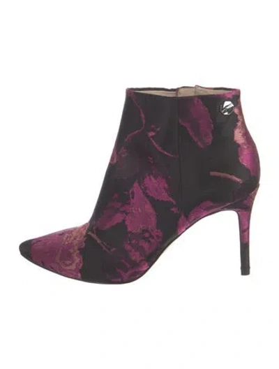 Pre-owned Louise Et Cie Jacquard Floral Print Boots In Black