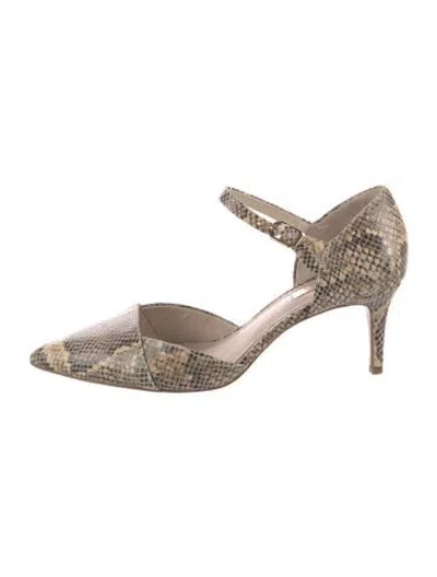 Pre-owned Louise Et Cie Leather Animal Print D'orsay Pumps In Brown