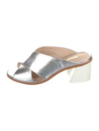 Pre-owned Louise Et Cie Leather Slides In Silver