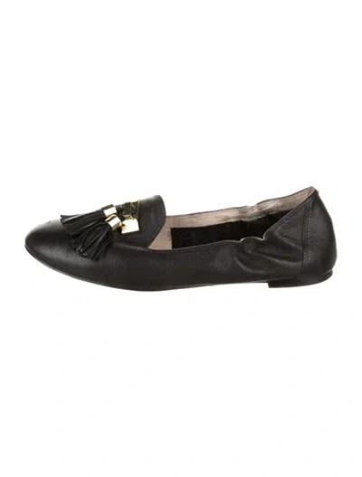 Pre-owned Louise Et Cie Leather Tassel Accents Loafers In Black