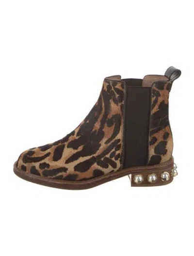 Pre-owned Louise Et Cie Ponyhair Animal Print Chelsea Boots In Black/brown