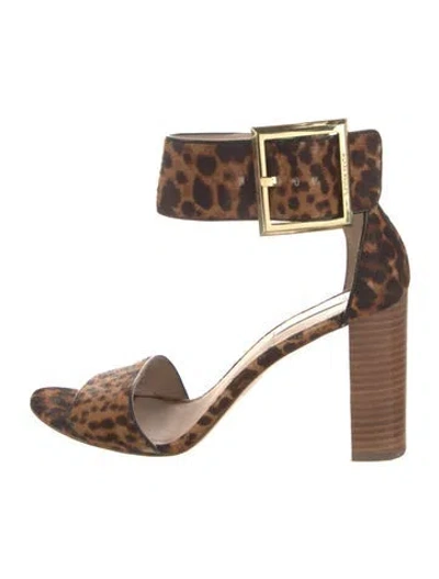 Pre-owned Louise Et Cie Ponyhair Animal Print Sandals In Brown