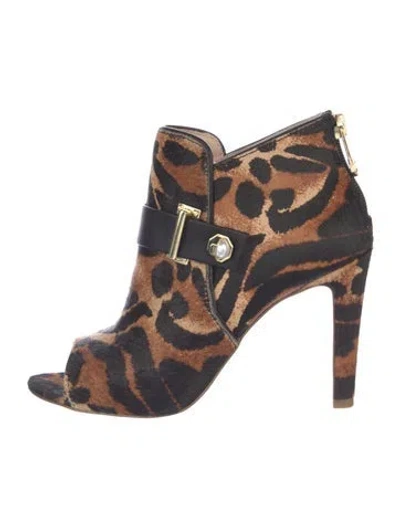Pre-owned Louise Et Cie Ponyhair Animal Print Slingback Sandals In Brown