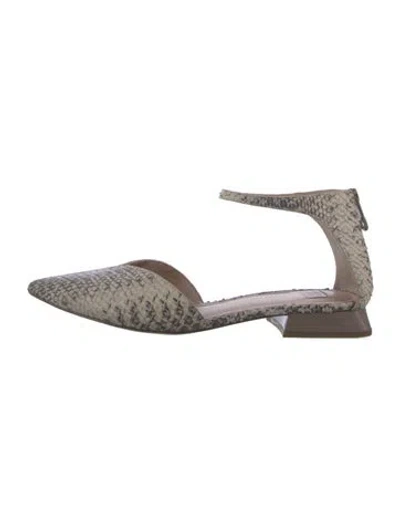 Pre-owned Louise Et Cie Snakeskin Animal Print D'orsay Flats In Neutral