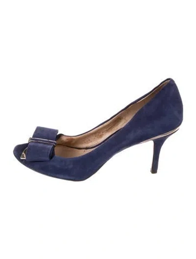 Pre-owned Louise Et Cie Suede Bow Accents In Blue