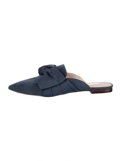 Pre-owned Louise Et Cie Suede Bow Accents Mules In Blue