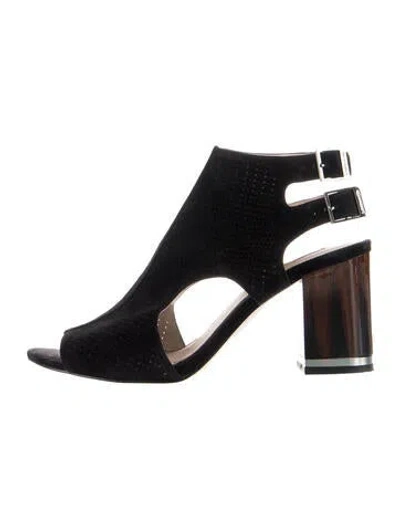 Pre-owned Louise Et Cie Suede Lasercut Accents Sandals In Black