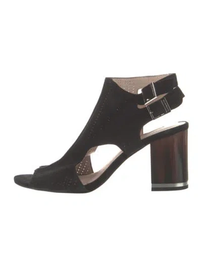 Pre-owned Louise Et Cie Suede Lasercut Accents Slingback Sandals In Black