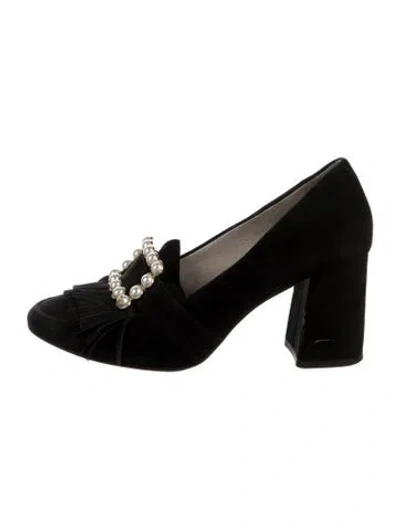 Pre-owned Louise Et Cie Suede Studded Accents Pumps In Black