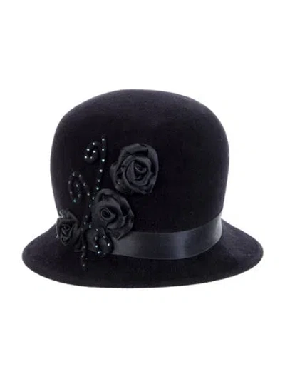 Pre-owned Louise Green Embellished Fedora Hat In Blue