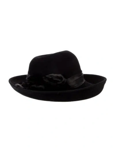 Pre-owned Louise Green Embellished Wool Hat In Black