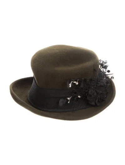 Pre-owned Louise Green Green Wool Felt Fedora Hat With Tags