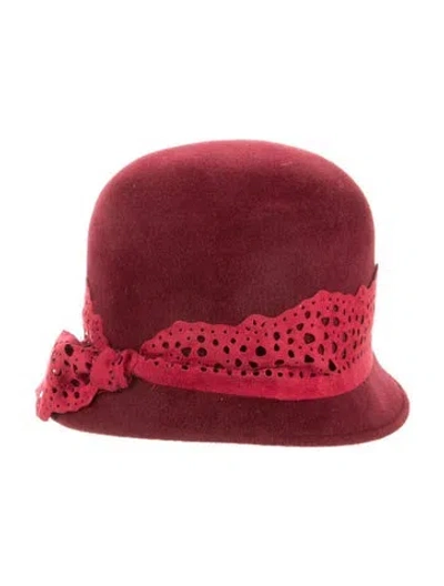 Pre-owned Louise Green Solid Bucket Hat In Red