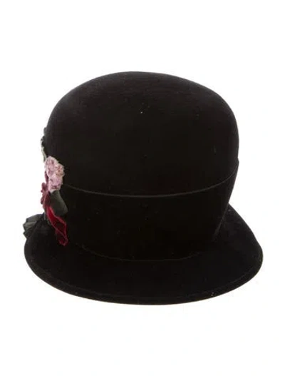 Pre-owned Louise Green Wool Bow Hat In Black