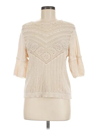 Pre-owned Louise Misha 3/4 Sleeve Top Ivory Mock Neckline Tops