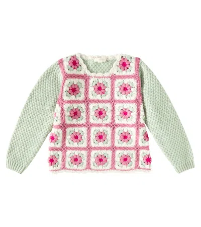 Louise Misha Kids' Alicia Floral Sweater In Green