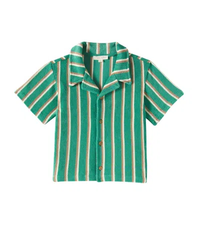 Louise Misha Kids' Alov Striped Cotton Terry Shirt In Grass Cypress Stripes