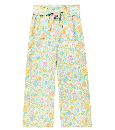 Louise Misha Kids' Amandine Floral Cotton Pants In Blue