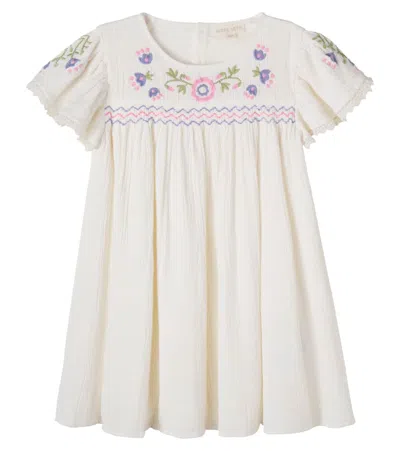 Louise Misha Kids' Ana Embroidered Cotton Muslin Dress In White