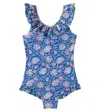 Louise Misha Andrea Printed Ruffled Swimsuit In Blue