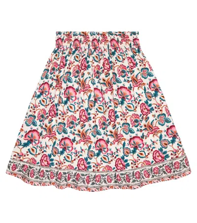 Louise Misha Kids' Anneta Floral Cotton Midi Skirt In Cream Indian Flowers