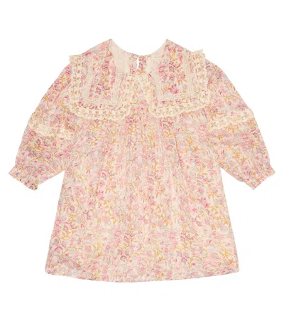 Louise Misha Kids' Arinola Floral Cotton Dress In Cream Padma Mudra
