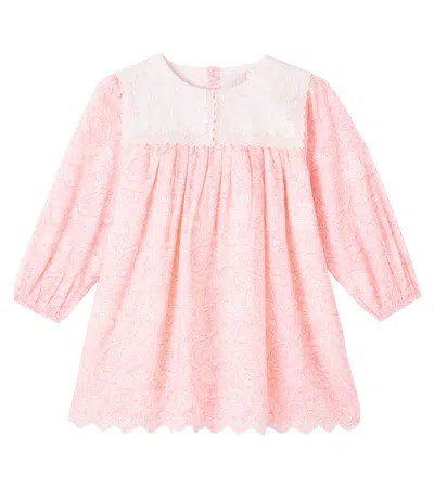 Louise Misha Kids' Arinola Lace-trimmed Cotton Dress In Pink