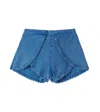 Louise Misha Asya Scalloped Denim Shorts In Stone Blue