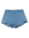 Louise Misha Asya Scalloped Denim Shorts In Blue