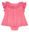 Louise Misha Baby Anusha Embroidered Cotton Romper In Strawberry