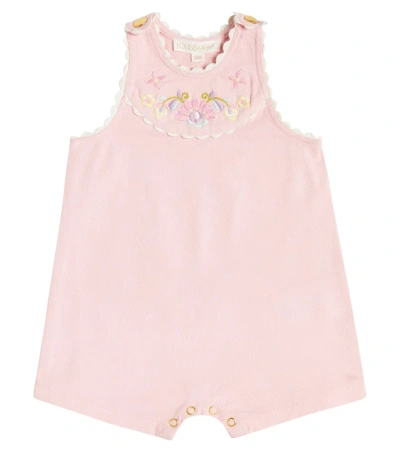 Louise Misha Kids' Baby Elena Embroidered Cotton Jumpsuit In Pink