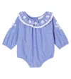 Louise Misha Baby Ilani Cotton Chambray Playsuit In Blue