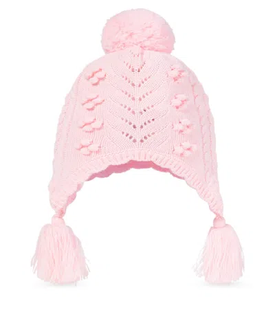 Louise Misha Baby Isoline Cable-knit Cotton Beanie In Pink