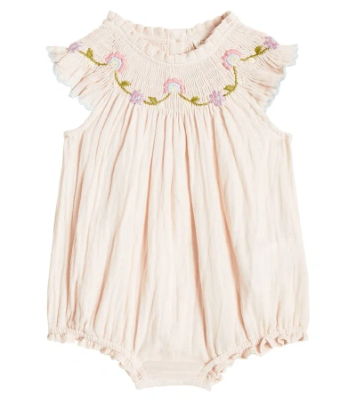 Louise Misha Baby Josephine Embroidered Cotton Playsuit In Pink