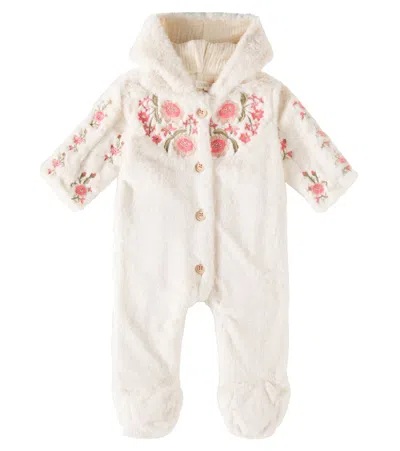 Louise Misha Baby Naglaya Embroidered Faux Fur Onesie In Cream