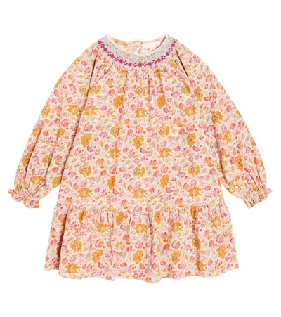Louise Misha Kids' Bahya Floral Corduroy Dress In Multicoloured