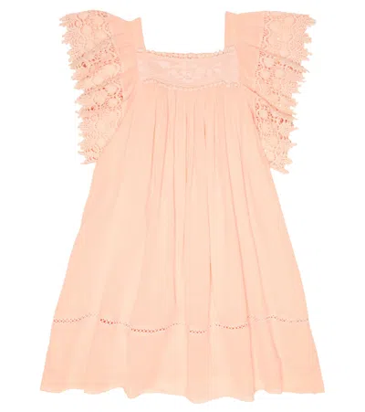 Louise Misha Kids' Belina Embroidered Cotton Dress In Chamallow
