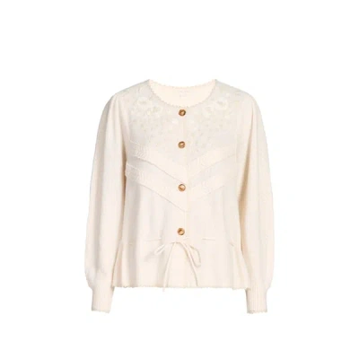 Louise Misha Cardigan En Laine Mélangée In White