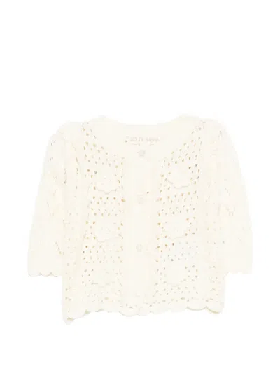 Louise Misha Babies' Chai Floral-detail Cardigan In Neutral
