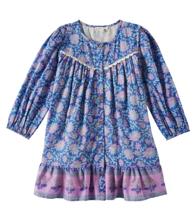 Louise Misha Kids' Conny Printed Cotton Dress In Blue