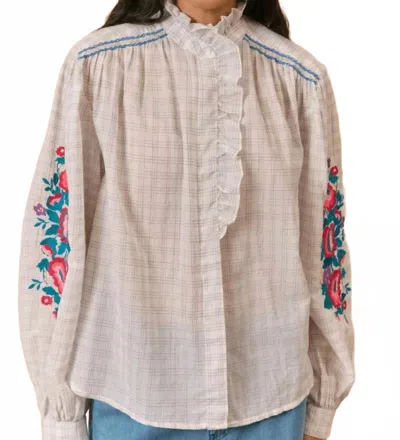 Louise Misha Cora Blouse In Cream Cruise Checks In Multi