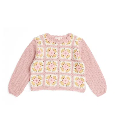 Louise Misha Kids' Crochet Alicia Sweater In Pink